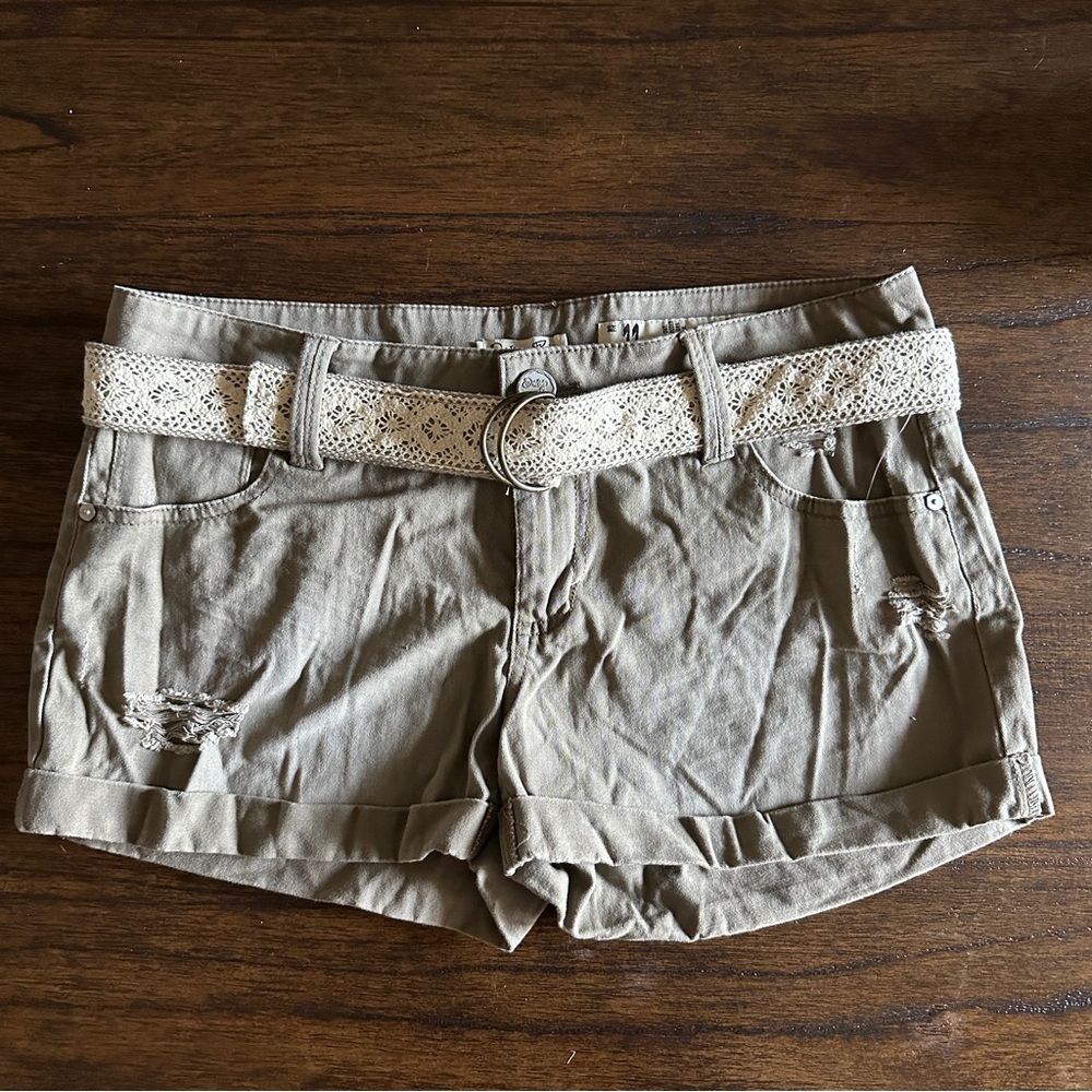 Indigo Rein Tan Cargo Shorts with Paper-Bag Waist